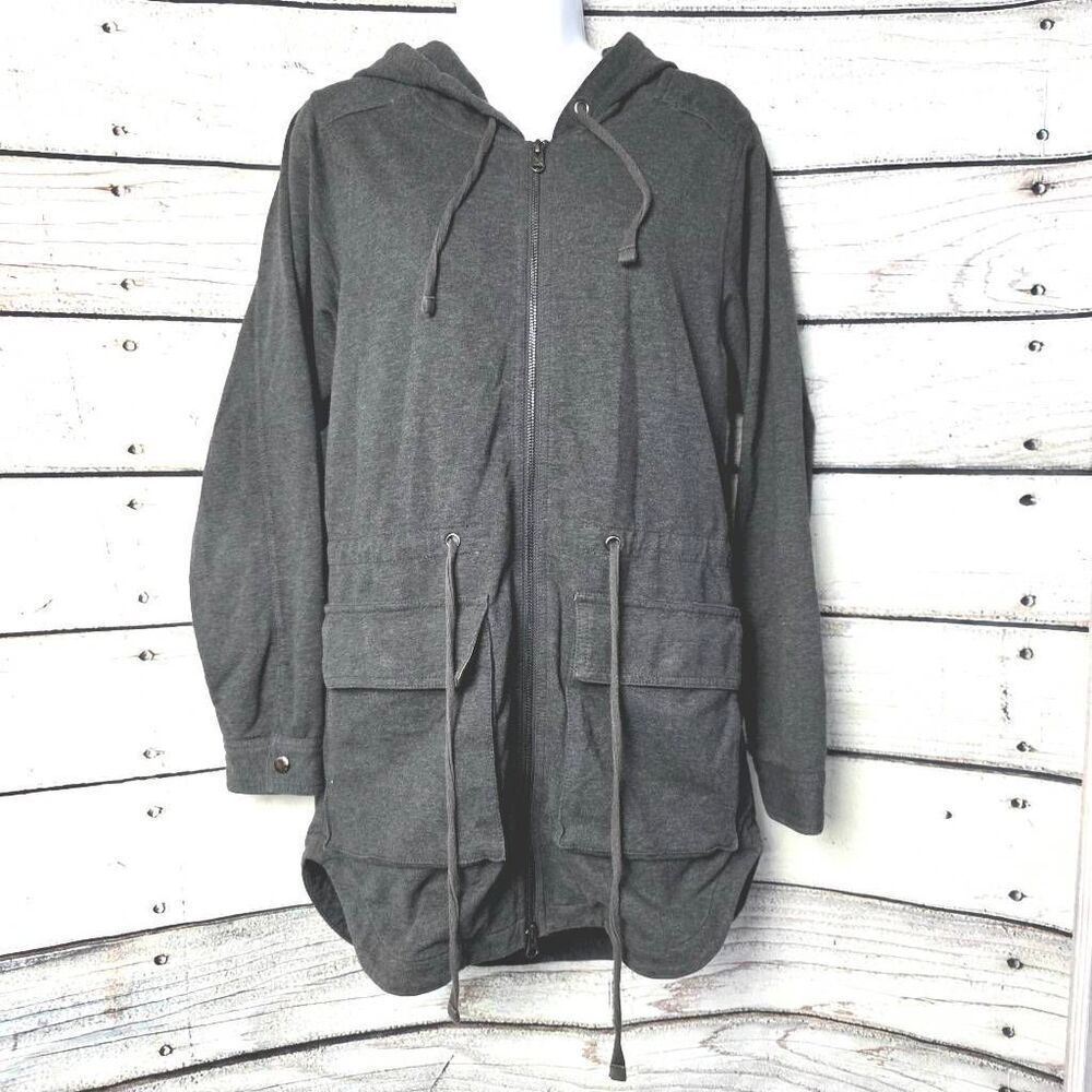 Eddie Bauer Gray Hooded Zip Utility Jacket M